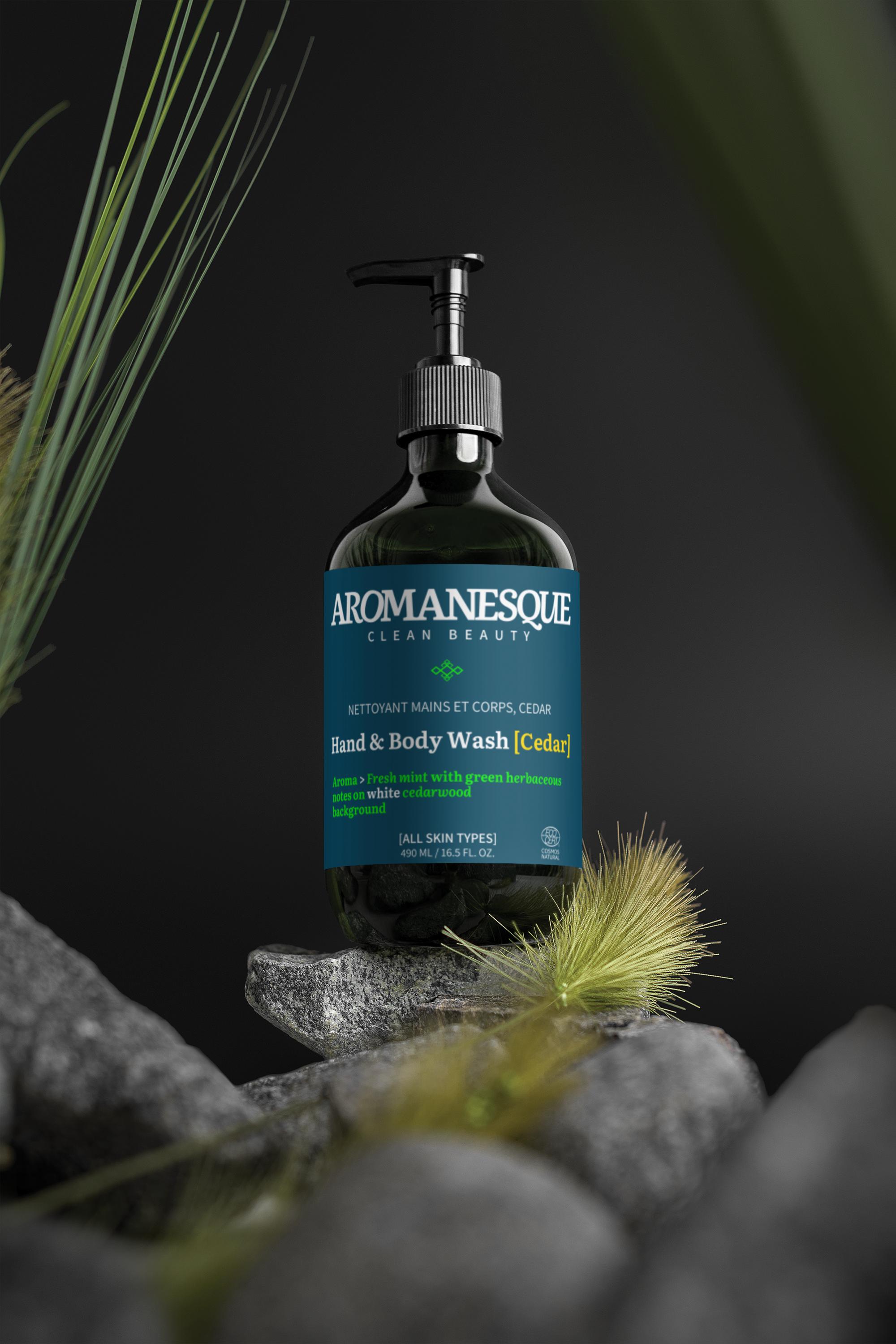 Gel pour mains & corps, menthe poivrée et cèdre foncé