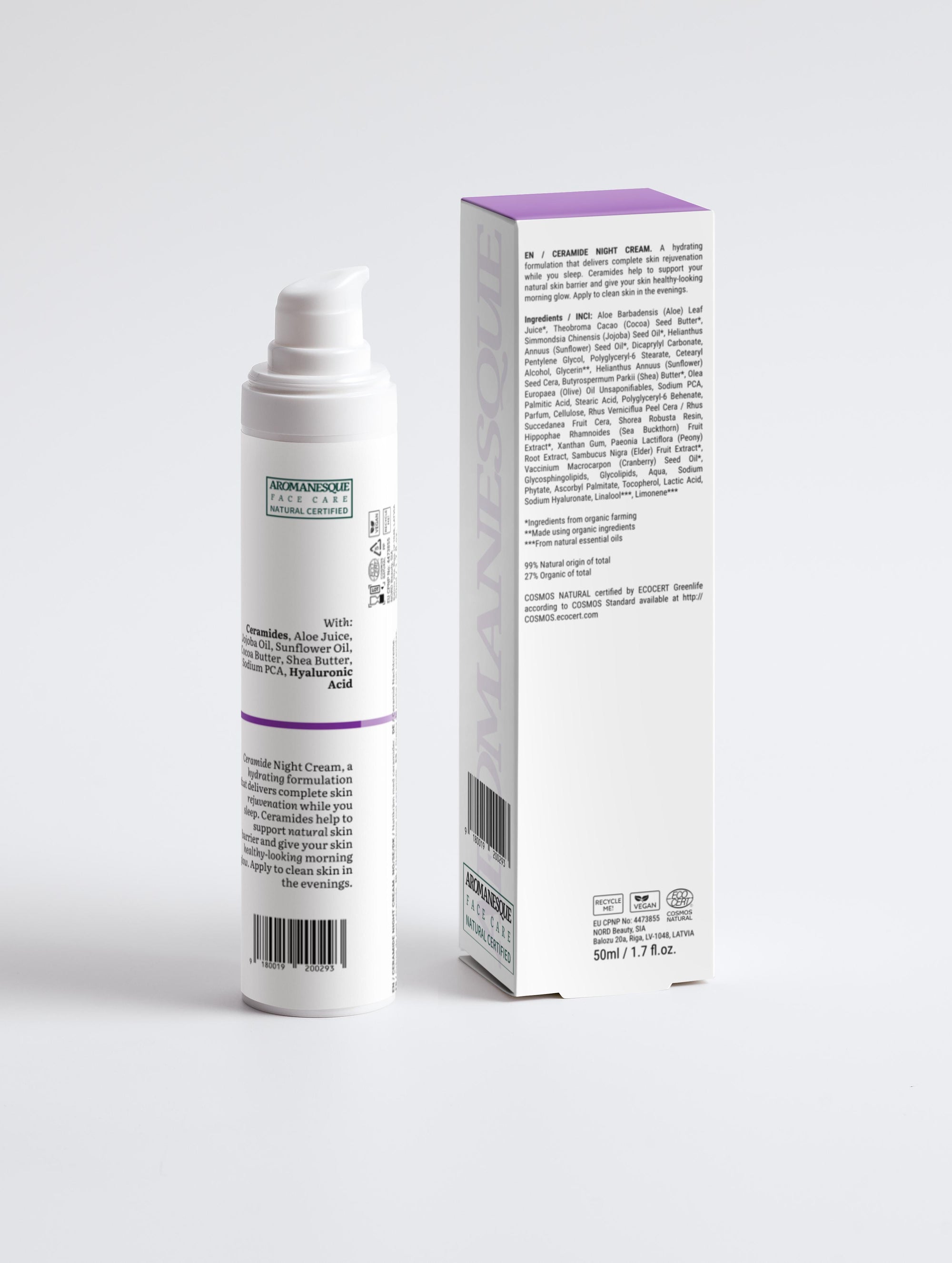 Crème de nuit aux céramides Aromanesque - Formule hydratante