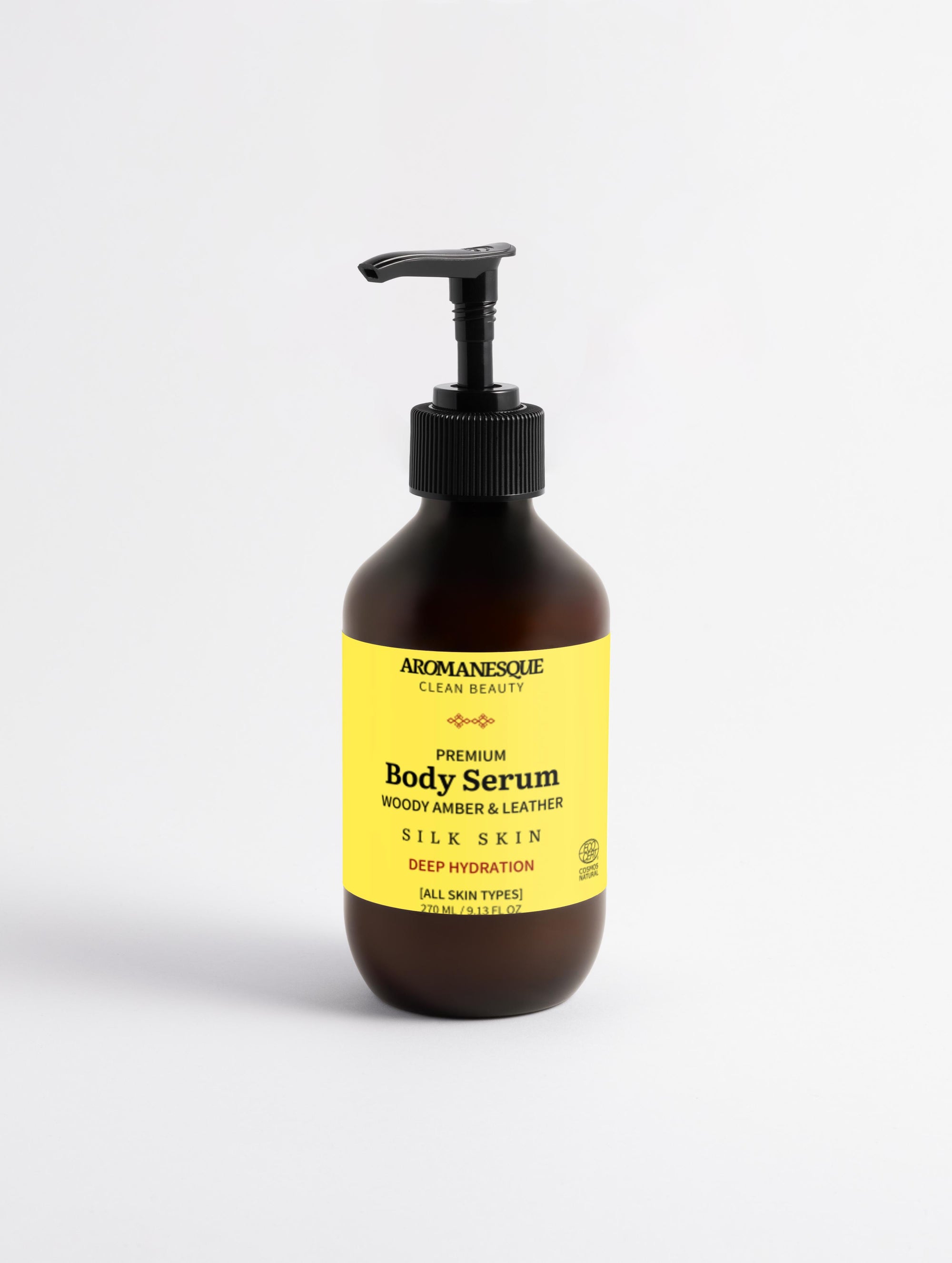 Premium Körperserum, holziger Bernstein und Leder 